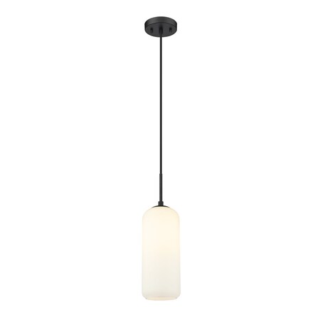 Z-Lite Monty 1 Light Pendant, Matte Black & Matte Opal 732P17-MB